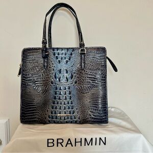 Stunning Brahmin Tia Shadow Ombré Melbourne blue Tote With Dust Bag